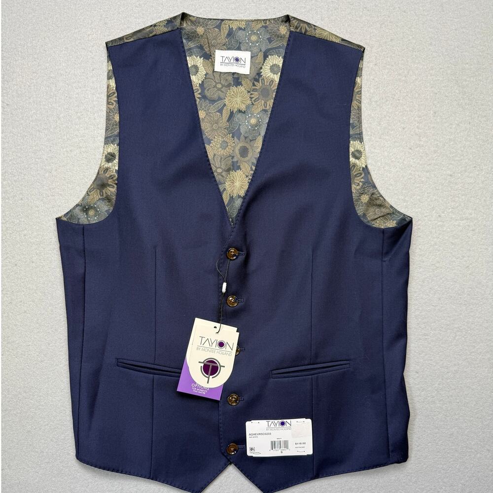 Tayion Collection Men's Classic-Fit Solid Suit Separate Vest - Navy small $115